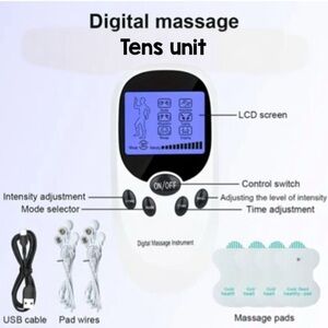 Digital Massage Tens Unit with LCD Screen - Black and White